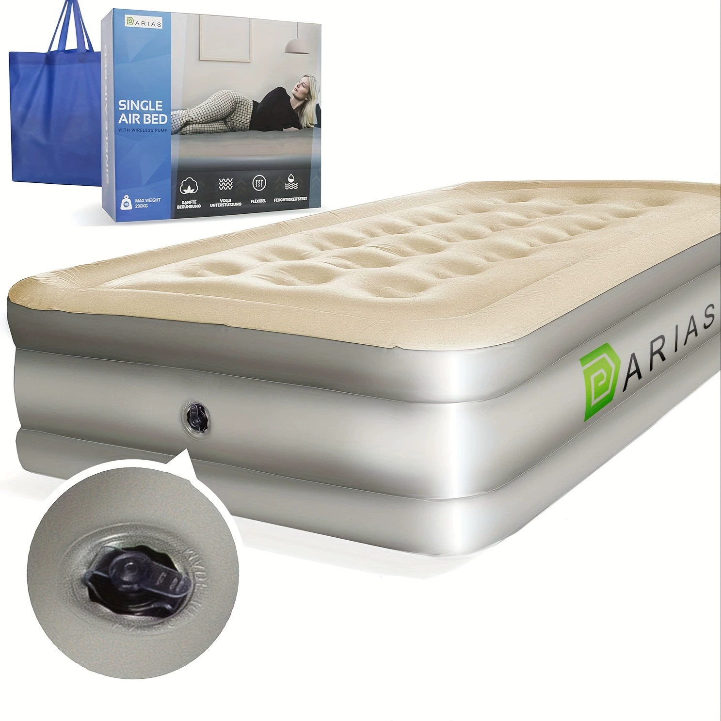 Трансграничный спот утолщение надувной кровати матрас с мобильным телефоном для хранения плюс высокая бытовая складная портативная наружная надувная кровать