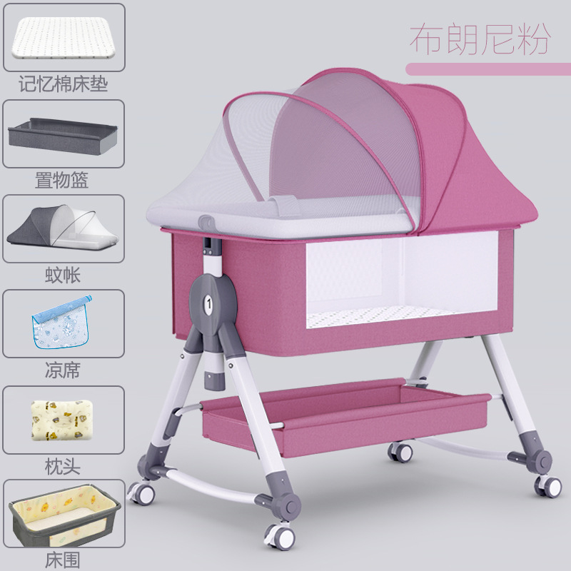 Cama para bebés de asiento plegable empalmado cama grande multifuncional portátil extraíble cama para bebés cuna cama
