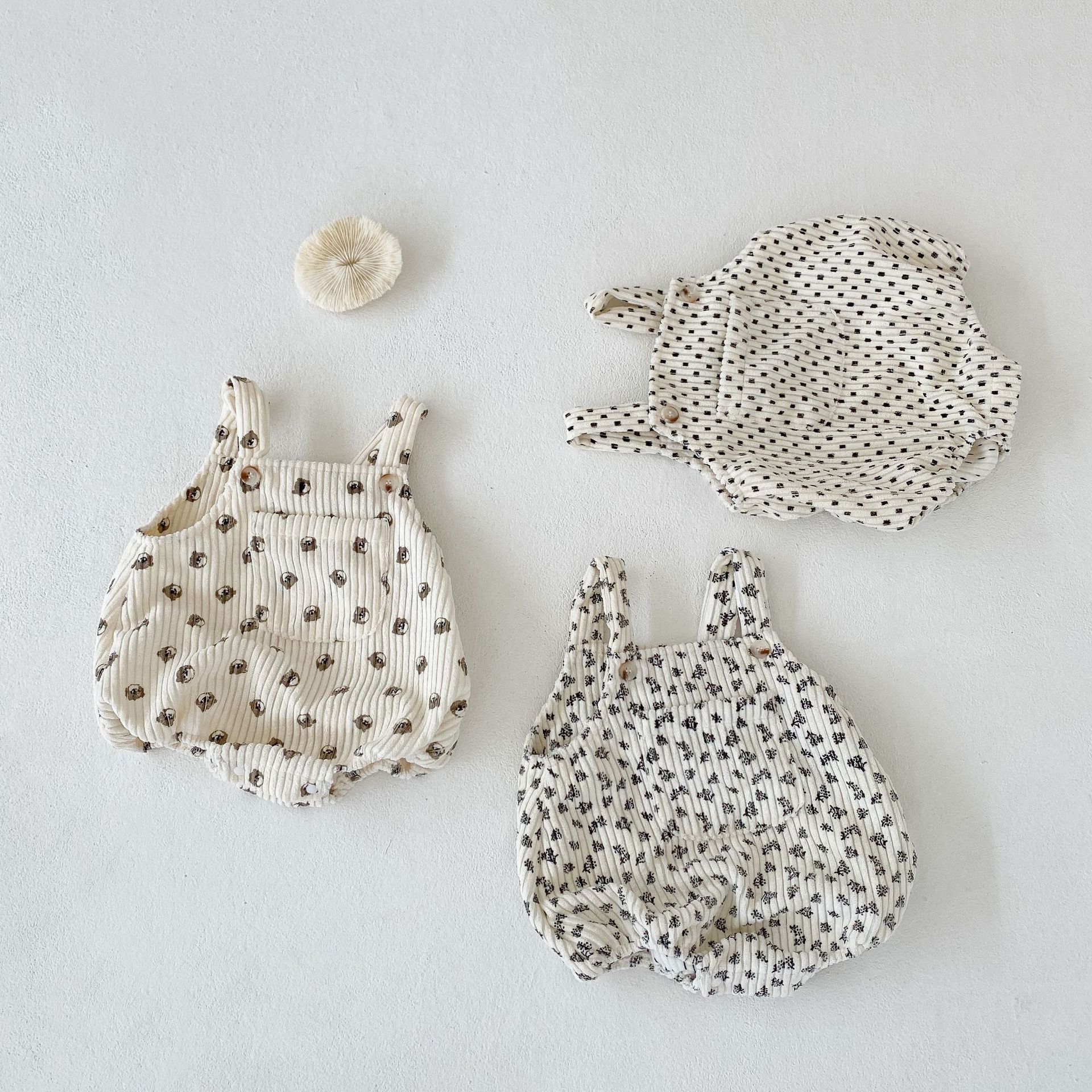 2024 Spring Autumn Baby Boys and Girls Printed Straps, Bags, Butt Clothes, 0-2 Year Old Cotton jumpsuit, Crawler Clothes_voghion.com