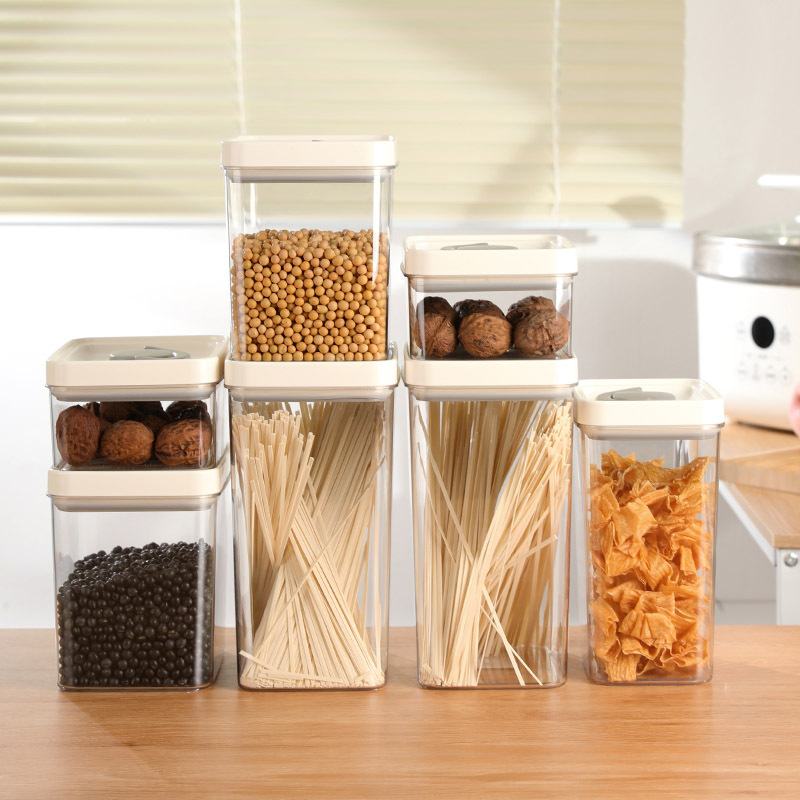 Tanque de sellado transparente de grado alimenticio portátil de granos variados, almacenamiento de bocadillos, cocina de almacenamiento, caja de preservación de PET