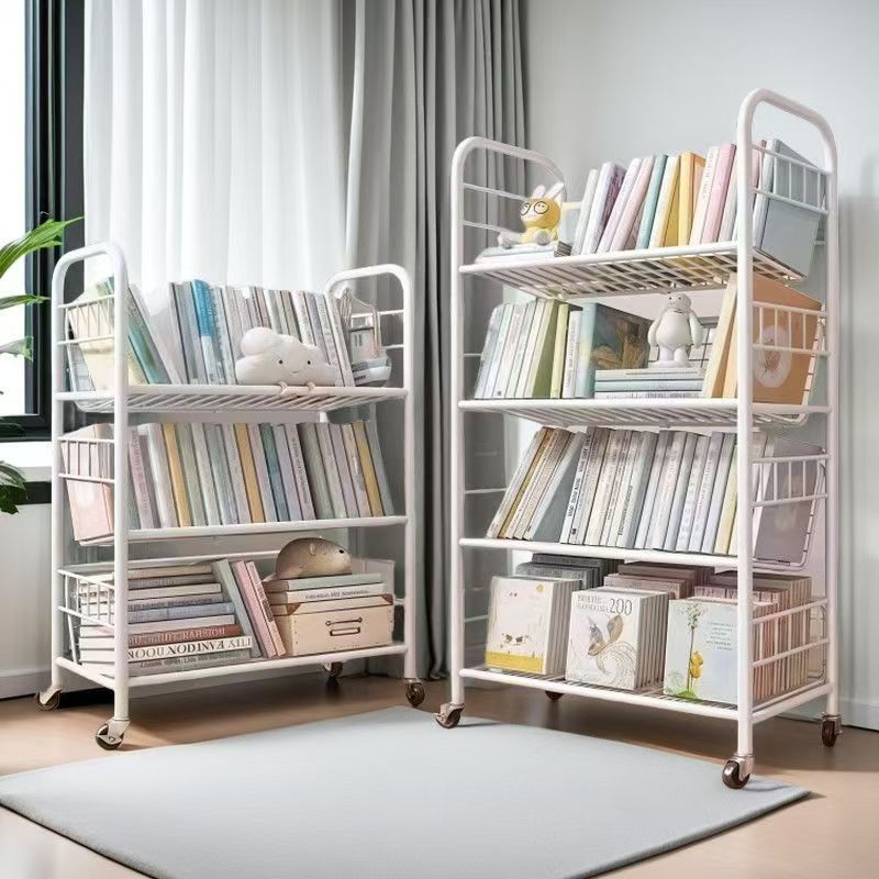Simple Bookshelf Floor-Standing Storage Rack Household Multi-Functional Removable Children's Book Multi-Layer Storage Storage Rack with Wheels