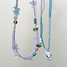 ~花语编织~甜美手工串珠水晶彩色花朵项链小象蝴蝶项链