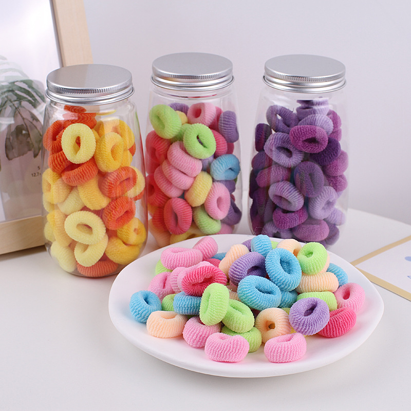 无接缝毛巾圈罐装糖果色发圈不伤发头绳宝宝扎头发高弹力皮筋批发