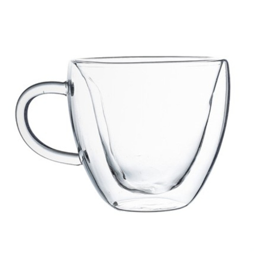 Simple Coffee Milk Cup Borosilicate Glass Cup Insulated Juice Glass Cup Double Heart Glass Cup