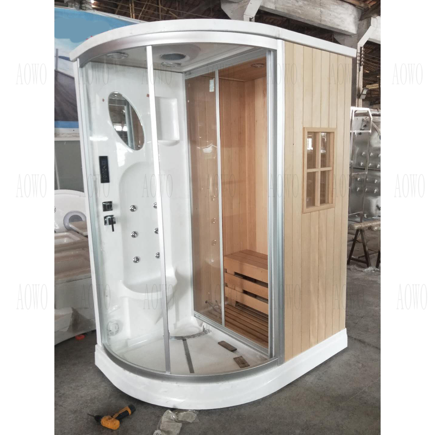 Sauna de vapor húmedo de ducha integral separación seca húmeda no estándar multifuncional de tecia seca húmeda sala de vapor húmeda