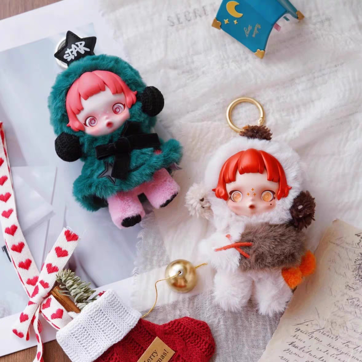 POPMART SP burbuja Matt movimiento de invierno vinilo felpa serie caja ciega colgante de tendencia regalo de San Valentín