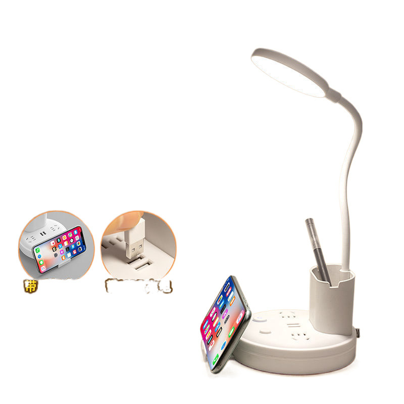 Lámpara de escritorio nueva lámpara de escritorio LED de atenuación de tres velocidades para aprender a proteger los ojos enchufe USB de línea larga lámpara de cabecera de enchufe poroso para el hogar