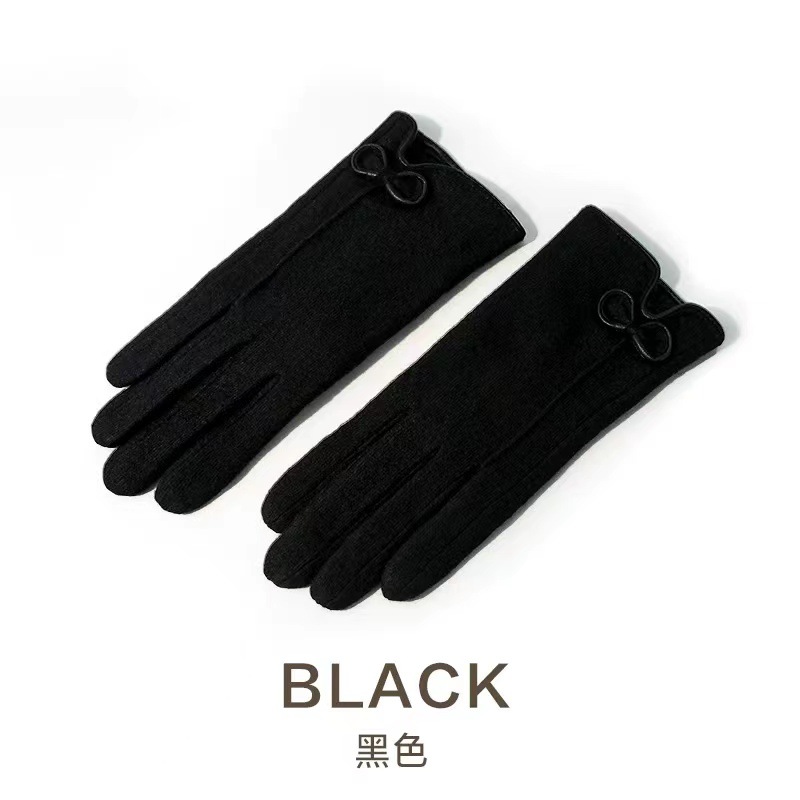 Nuevos guantes cálidos pequeños arcos de viento fragante y guantes de terciopelo gruesos para conducir al aire libre a prueba de viento a prueba de frío