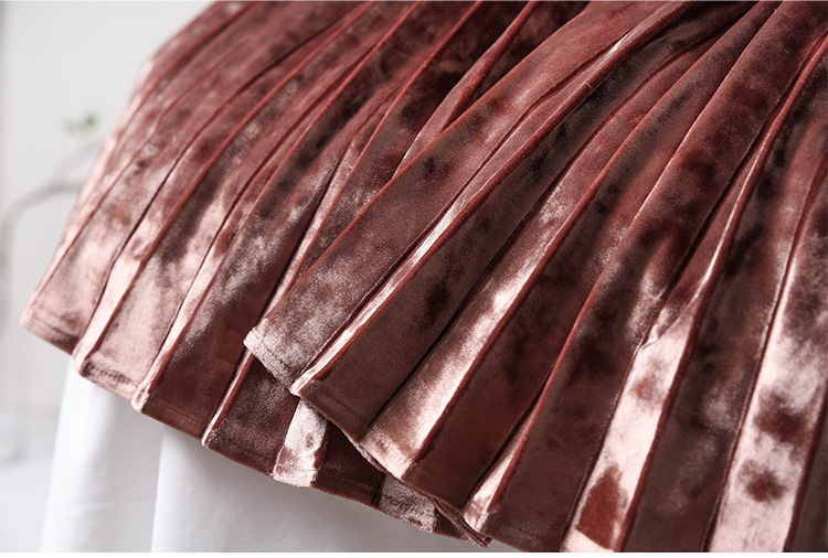 Abbigliamento donna gonna in velluto a rombi a cinque colori gonna a pieghe a fisarmonica lucida per donna lunghezza media autunno e inverno 2024_voghion.com