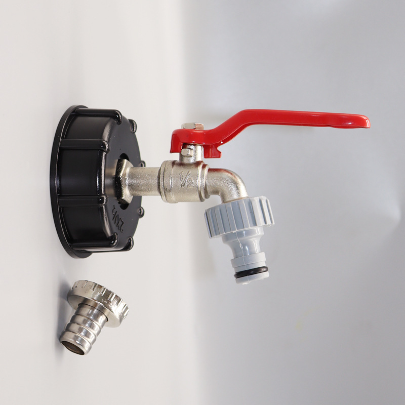 Accesorios de barril de tonelada transfronteriza tonelada adaptador de barril de tonelada interruptor de barril de latón IBC grifo de barril de 1/2 pulgada