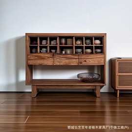 侘寂风茶杯柜博古架展示柜老木边柜格子柜餐边柜民宿收纳风化木柜