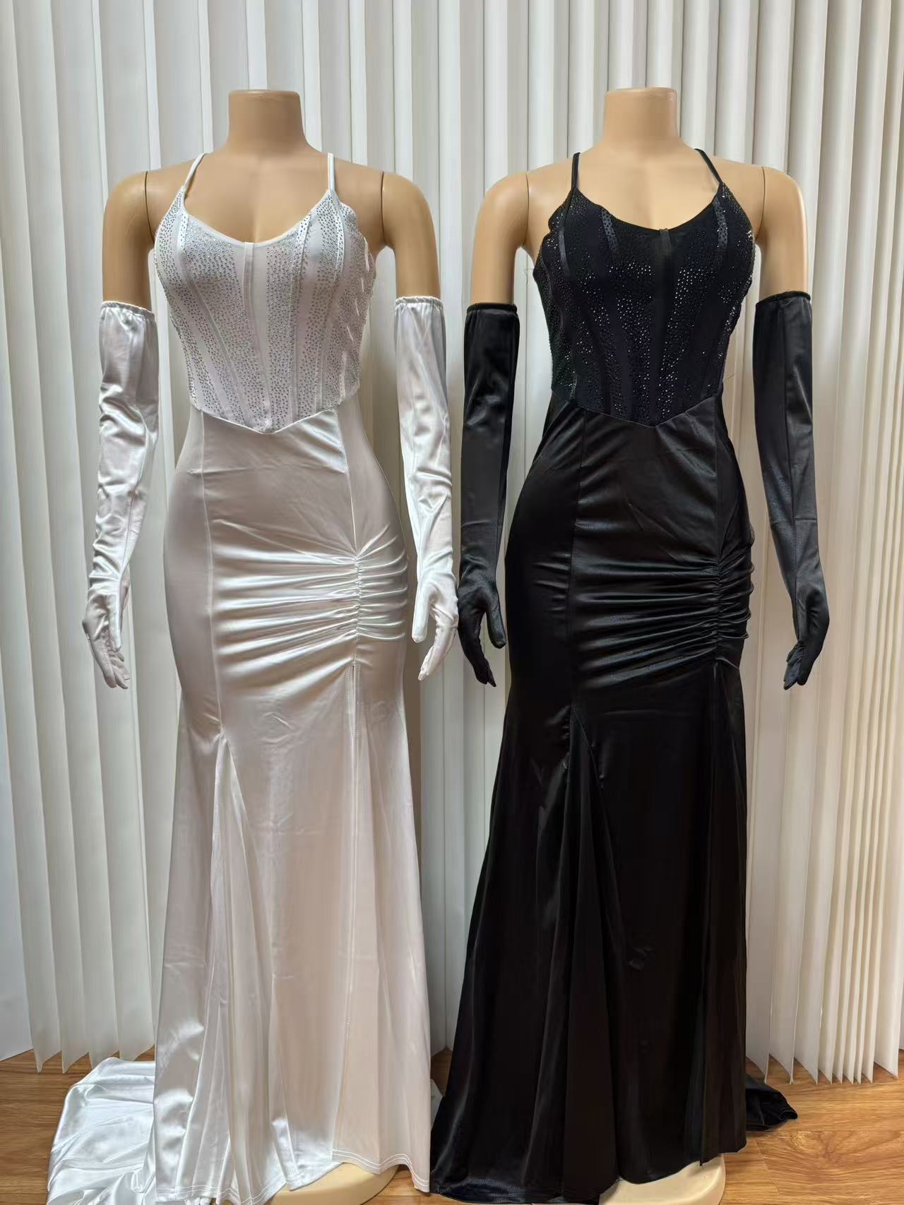 Foreign Trade New Cross-Border European And American Heavy Sequin Patchwork Fashion Sexy Strap Dress Socialite_ecoleips.com