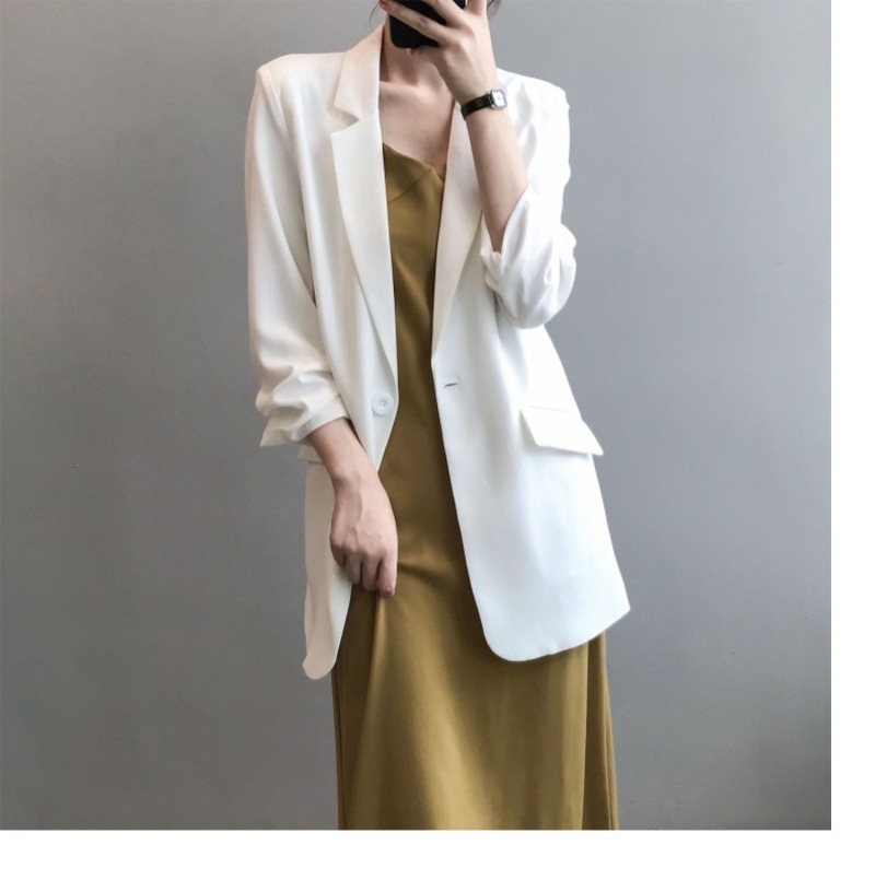 Weißer Chiffon Blazer Für Damen Leichter Sommermantel Locker_voghion.com