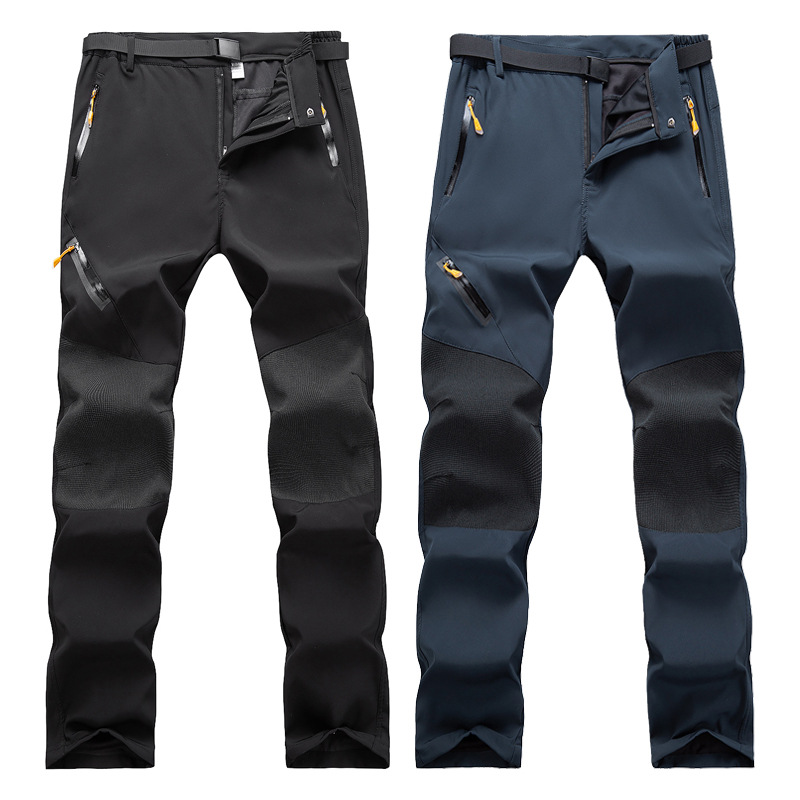 Outdoor Sports Men's Softshell Pants Spring Autumn Winter Single Layer Windproof Waterproof Hiking Climbing Trousers Cross-Border Wholesale
