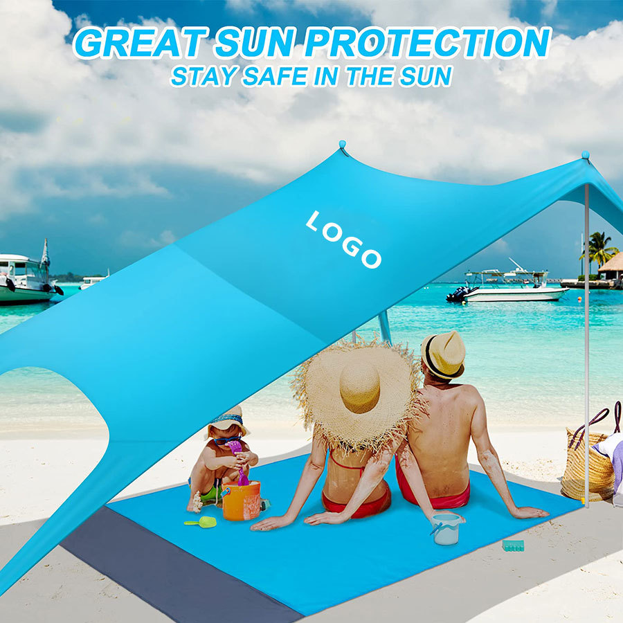 En stock al aire libre portátil playa elástico lycra Canopy camping sombrilla protección solar carpa camping Canopy