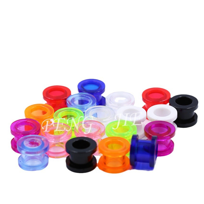 Personalizado de moda colorido transparente hueco acrílico oído expansor joyería oído expansor
