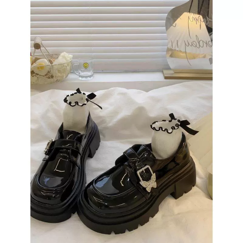 Маленькие кожаные туфли с бантом на пуговицах 2024 весна и осень новая английская мода в стиле Lefu обувь для кексов