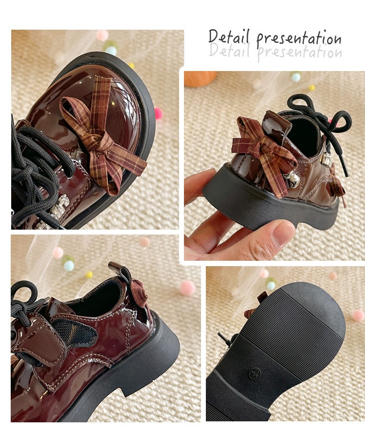 Mädchen Lederhalbschuhe Im Britischen Stil Mit Schleife Und Karo_voghion.com