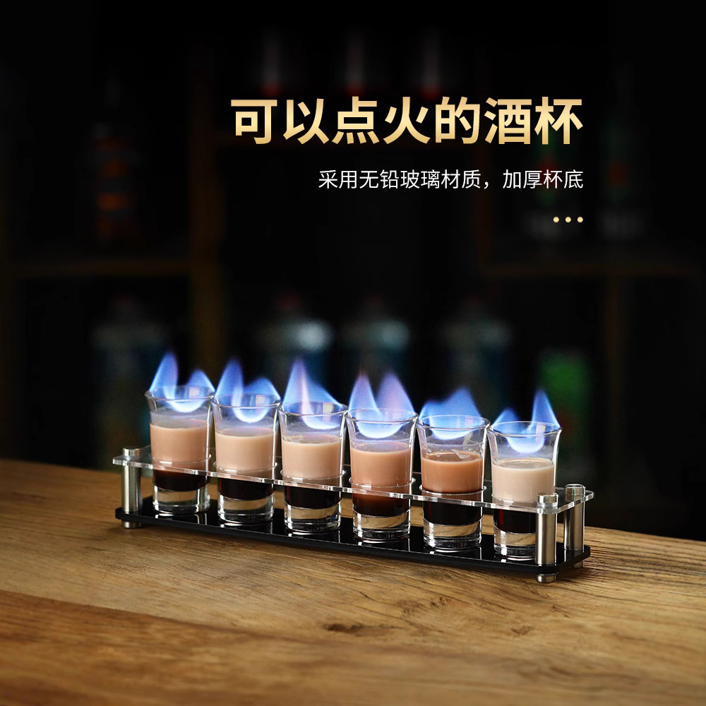 子弹杯白酒杯吞杯玻璃小酒杯一口杯shot杯酒吧b52鸡尾酒杯架套装