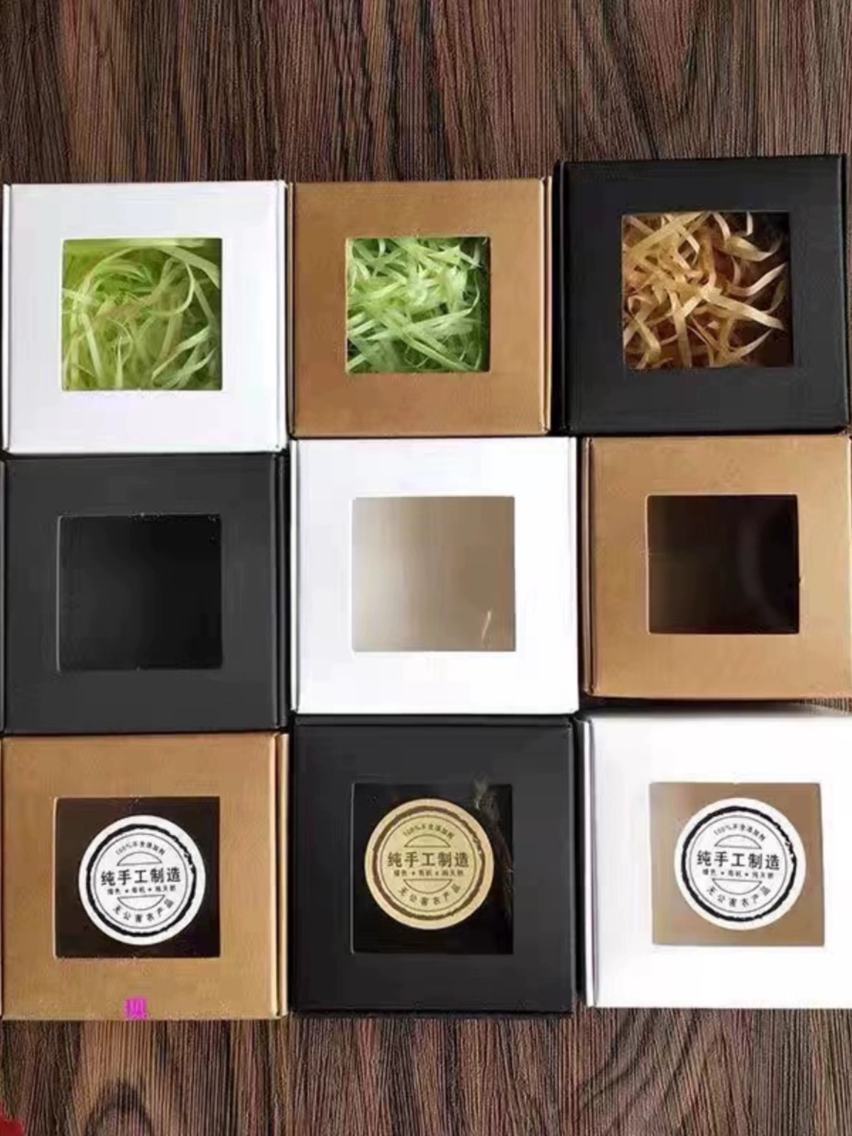 Caja de embalaje de color sólido West Point regalo de PVC transparente jabón hecho a mano caja de cartón pequeña caja de cartón kraft caja de joyería personalizada