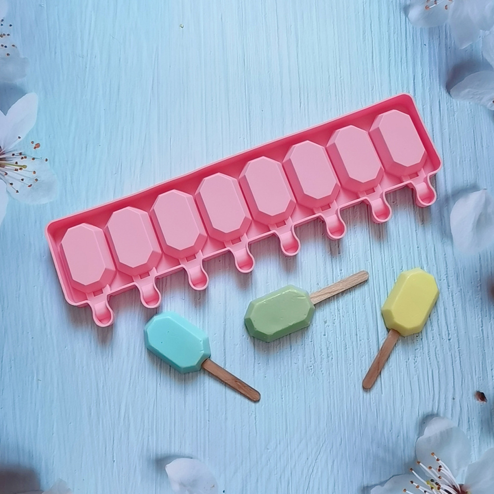 Silicone 8 con 8 lados helado de piedra 102 pastel molde de silicona molde de postre cocina horneador harina de arroz