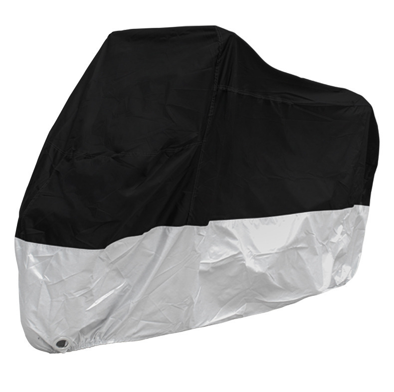 Motorcycle Cover 190T Thickened Battery Car Cross-border Rainproof, Dust-proof and Sun-proof Silver Coated Clothes Black and Silver Motorcycle Clothes