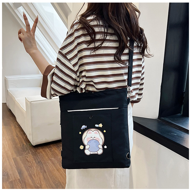 Wholesale of 2025 new cartoon casual canvas bags, large-capacity, fashionable and cute girl single-shoulder bags and tote crossbody bags undefined