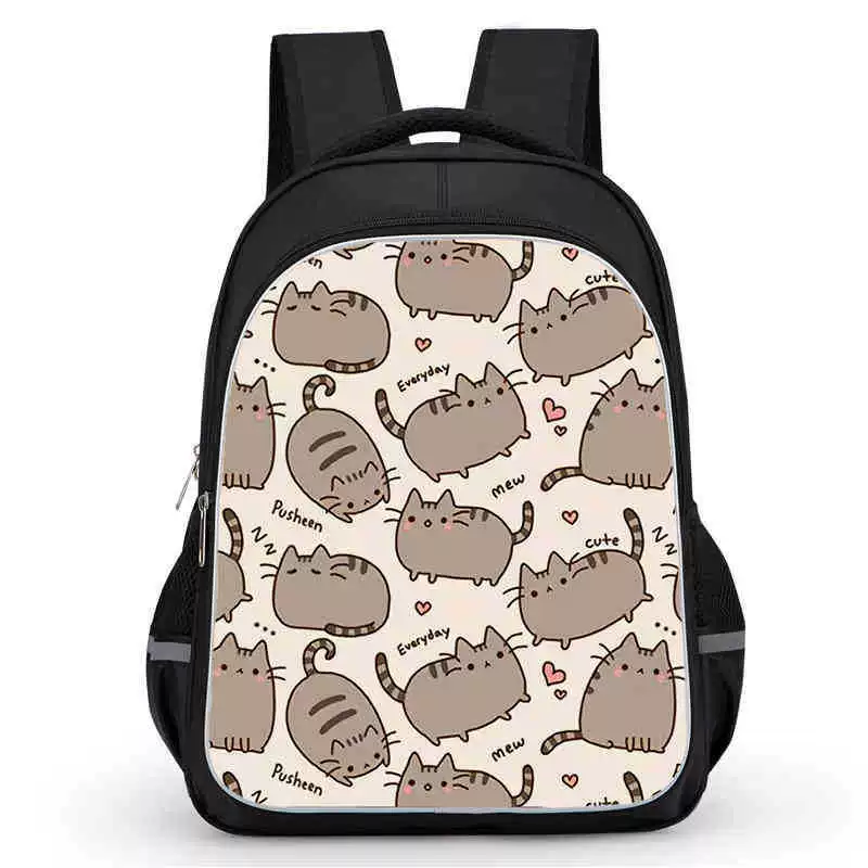 Рюкзак учебный Pusheen Fat Jimao с принтом периферийного типа, через стекло, зарубежная торговля, школьный рюкзак