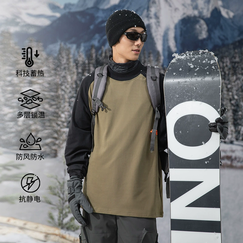 Travel demi-season velvet long-sleeve, men's body-friendly T-shirt, round collar