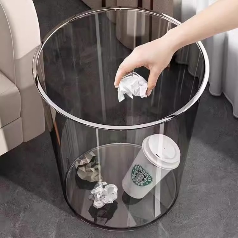 亚克力垃圾桶客厅厨房轻奢收纳桶透明厕所厨房创意网红简约垃圾篓|undefined