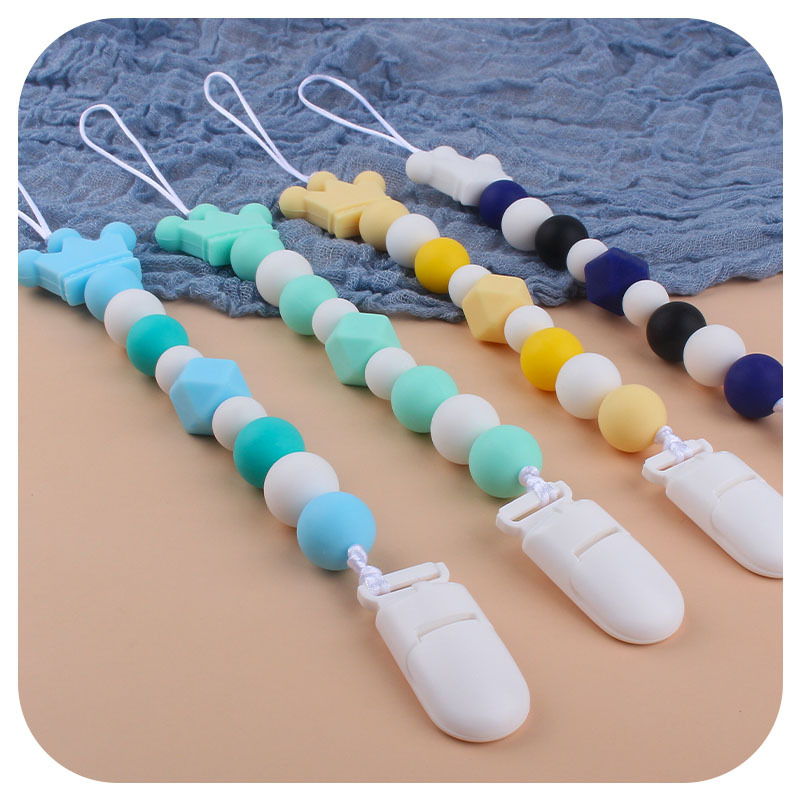 Suministros para bebés Cadena de chupete de silicona mordedor para bebés cadena anti-caída Amazon Comercio exterior nueva cadena anti-perdida