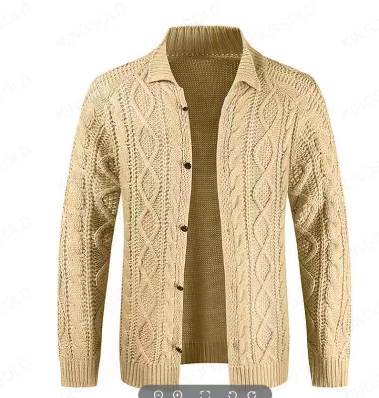 Vêtements pour hommes européens et américains nouveaux pulls pour hommes station indépendante cardigan explosif rechargement manches longues col montant câble jacquard décontracté_voghion.com