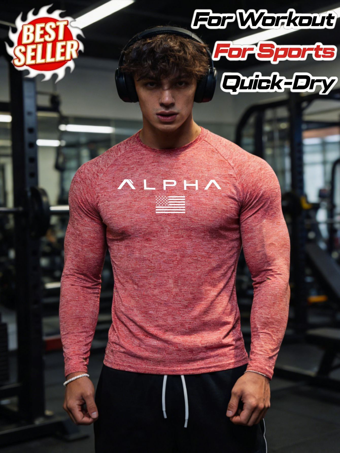 Men's Long Sleeved Sports Bodysuit Quick Drying Yoga Wear Top Tee_viptrois.com