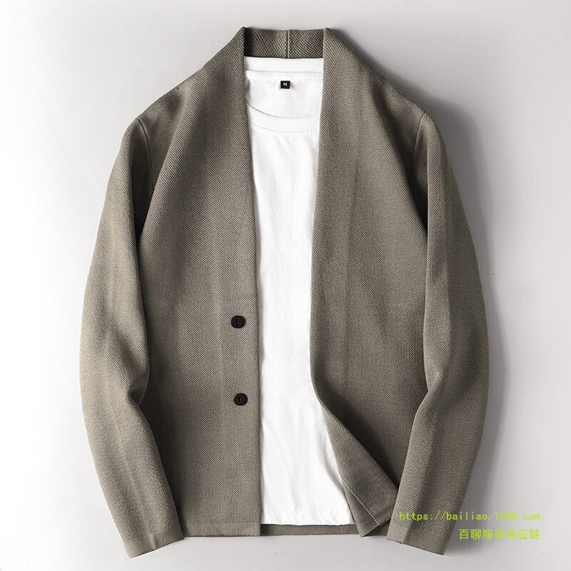 Trendy Business Casual Cardigan Sweater for Men, Slim Fit, Stylish Versatile Outerwear Knitwear, Spring and Autumn Men's Jacket in Stock