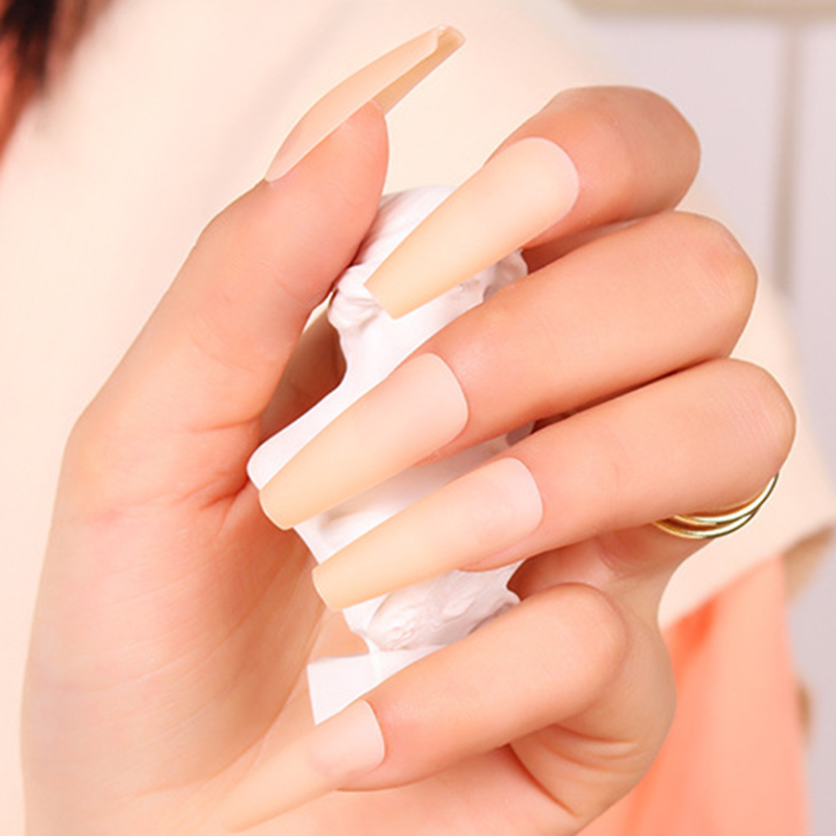 Millones de damas en stock largo desnudo desnudos uñas productos terminados al por mayor parches de uñas falsas set al por mayor