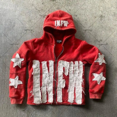 街頭の星の図案は布の服のアルファベットの長袖の頭をつづり合わせて帽子のシャツのゆったりしている対外貿易の国境を越えて卸売りします。