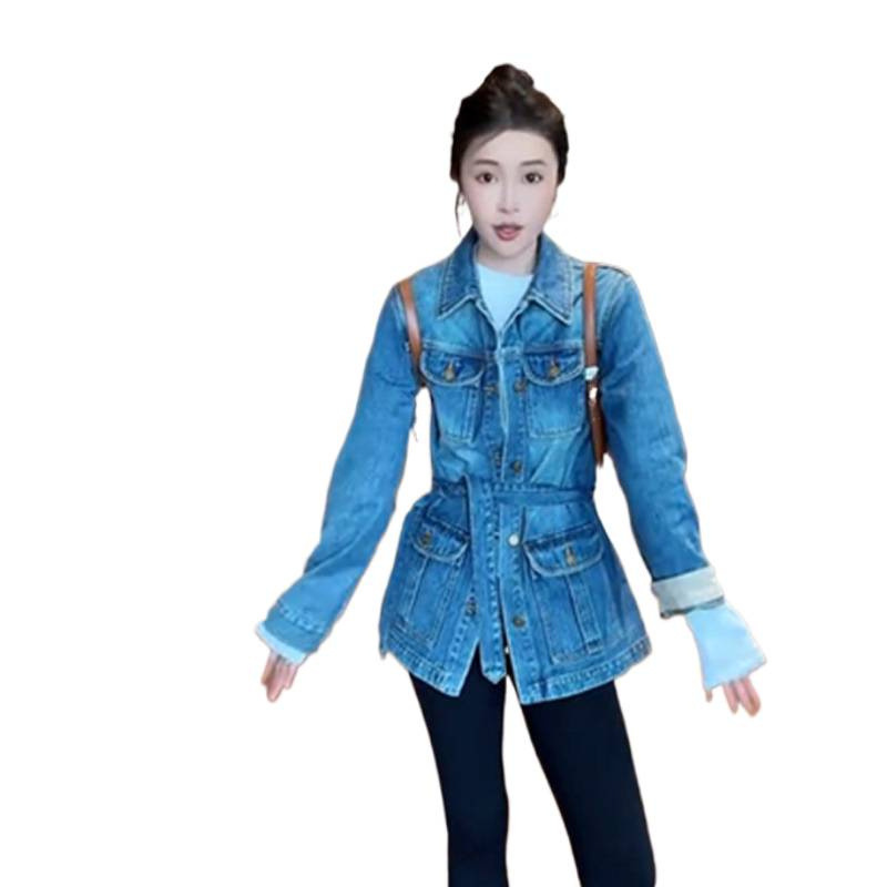 韩版气质休闲收腰牛仔外套女装2025秋冬新款百搭显瘦御姐夹克上衣|undefined