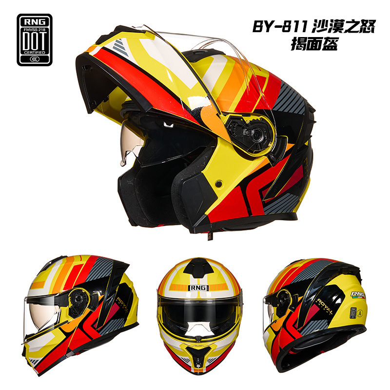 Casco de invierno de doble espejo RNG para hombres y mujeres, casco eléctrico medio completo, casco de cola grande, casco de motocicleta bluetooth de cuatro estaciones