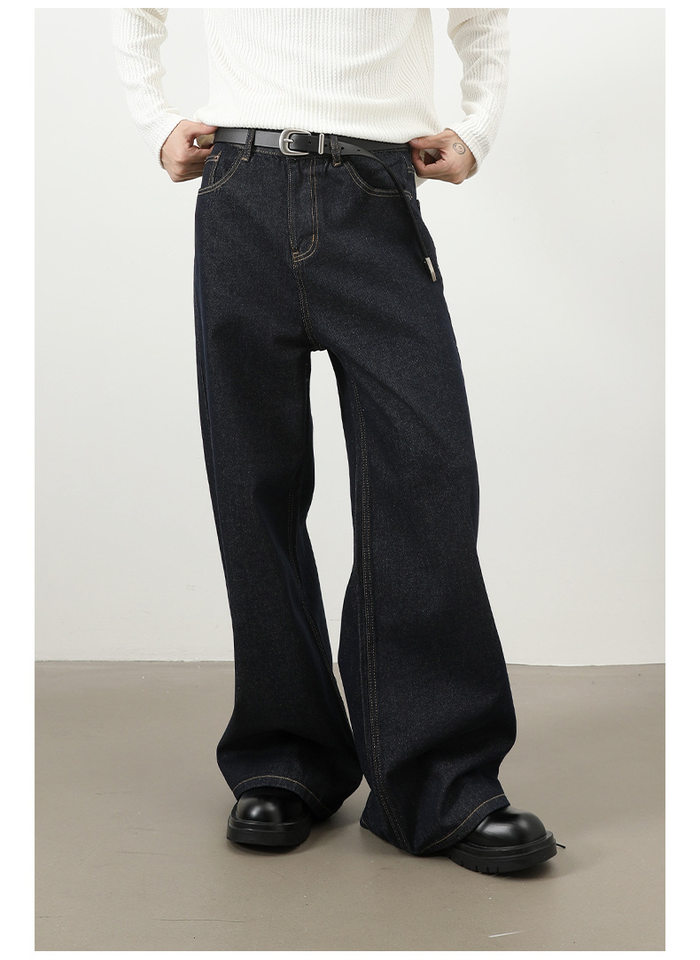 Quần jean nam ống rộng dáng suông màu bò nguyên bản phong cách Mỹ — Denim đen, Ngụy trang màu mơ, màu xanh cổ điển, màu xanh denim chi tiết 18
