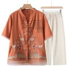 ZH棉麻套装女2023夏季薄款风复古风衬衫时尚两件