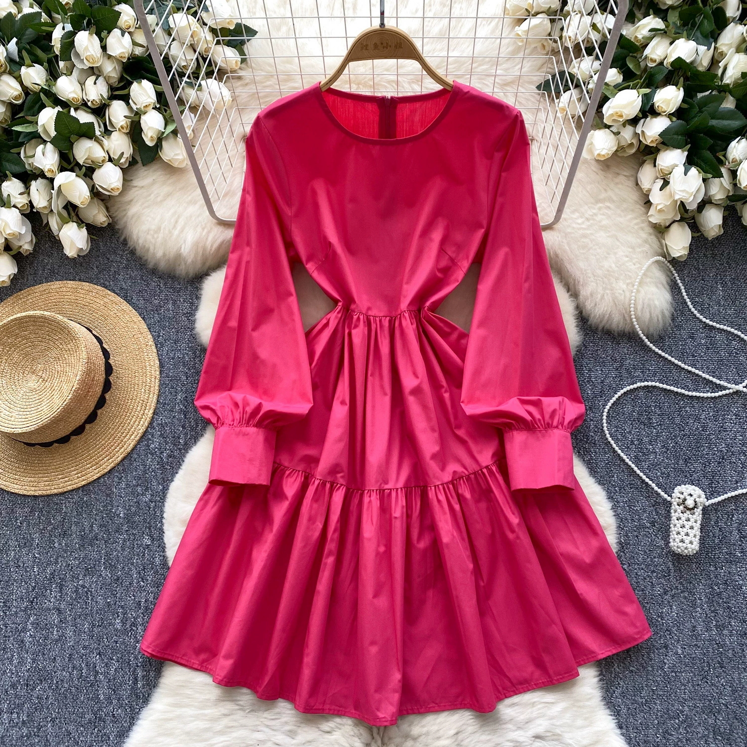 Французское легкое роскошное платье высокого уровня с рукавами фонаря с рукавами