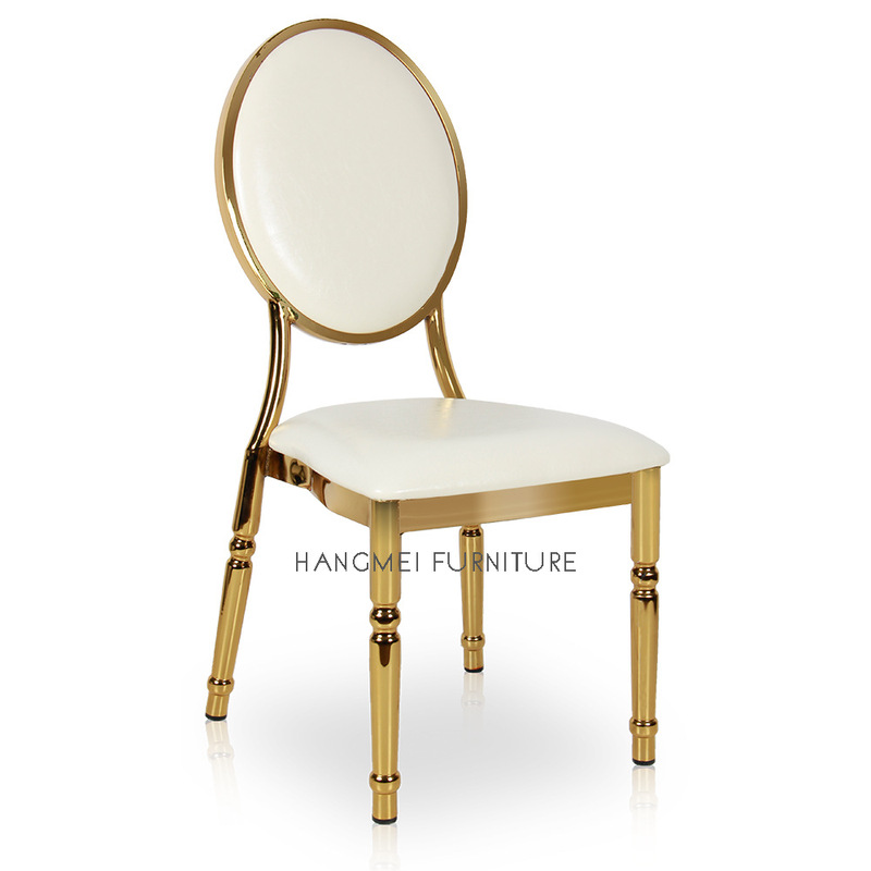 Manufacturer Wholesale Electroplated Gold Round Back Banquet Chair 2024 Hot Selling Light Luxury Hotel Dining Chair Simple and Fashionable
