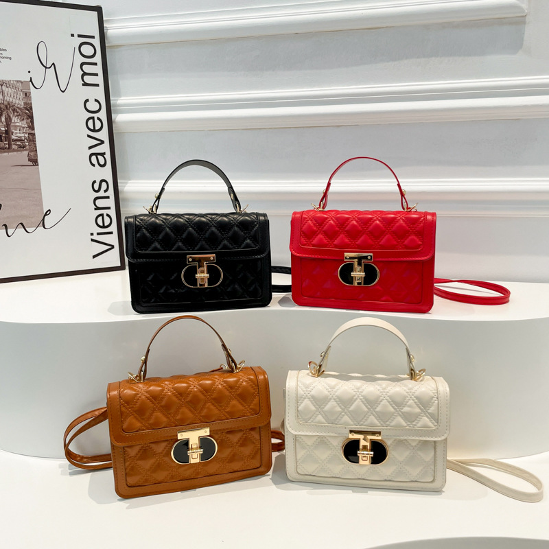 2024 invierno nuevo temperamento de moda bolso de mujer de bloqueo estilo coreano estilo de moda bordado rombo bolso pequeño bolso de mano mochila