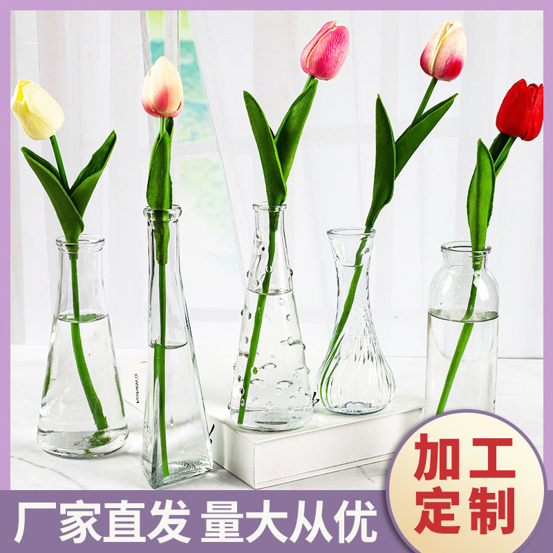 简约透明玻璃花瓶婚庆花瓶富贵竹水培花店养花器家居摆件工厂批发