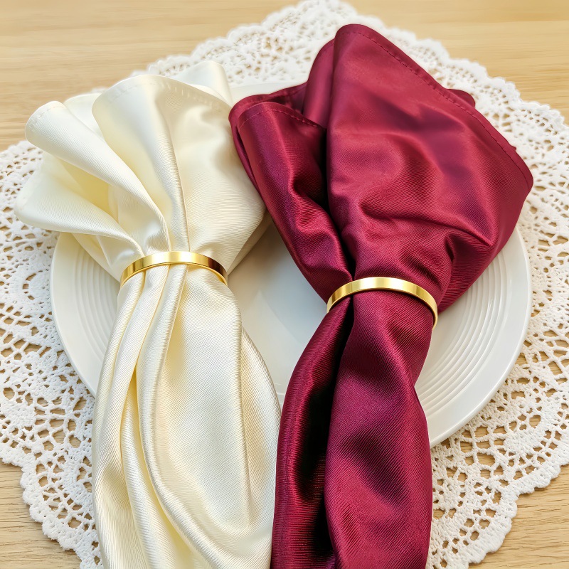Popular minimalist gold napkin ring, metallic glossy napkin buckle, wholesale decorative items for hotel, restaurant, and wedding table settings