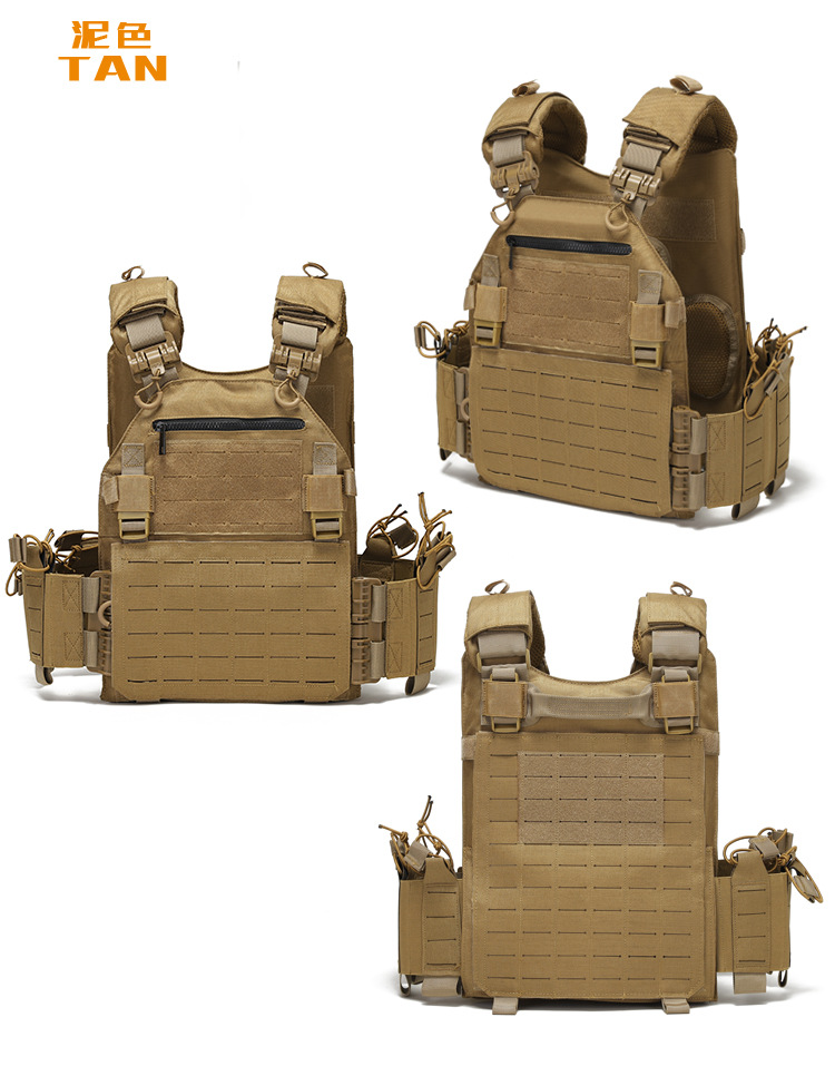 Chaleco táctico de liberación rápida MOLLE de corte láser compuesto 1000D