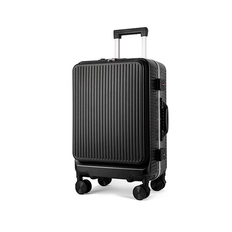 Vali kéo nữ 20 inch cao cấp mở phía trước, chất liệu PC Covestro Đức — Màu đen cao cấp, Trắng, củ sen hồng, màu xám
