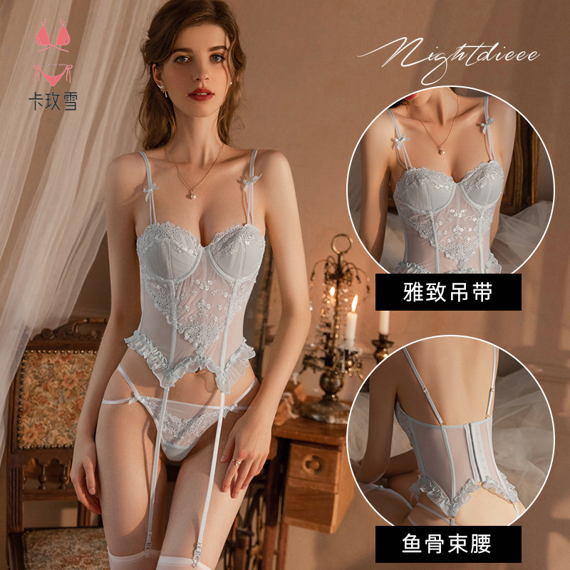 카메이쉐 섹시 잠옷, 스틸링 푸쉬업 조끼, 레이스 유혹, 열정적인 시스루, 도발적인 홈웨어 1691