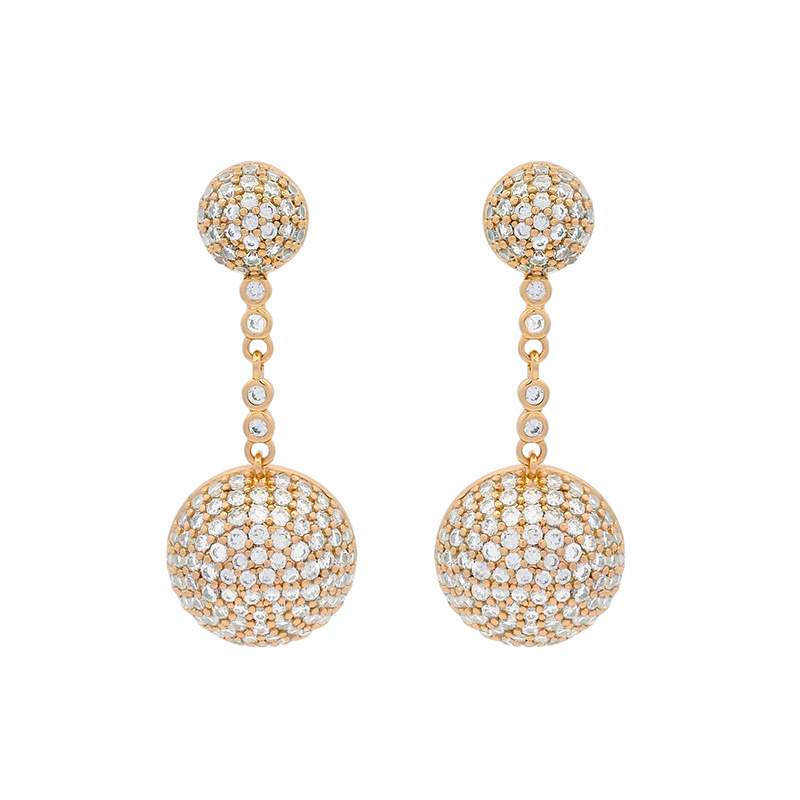 Xuping joyería de bronce de diamante completo aretes redondos largos aretes ligeros lujosos aretes transfronterizos europeos y estadounidenses