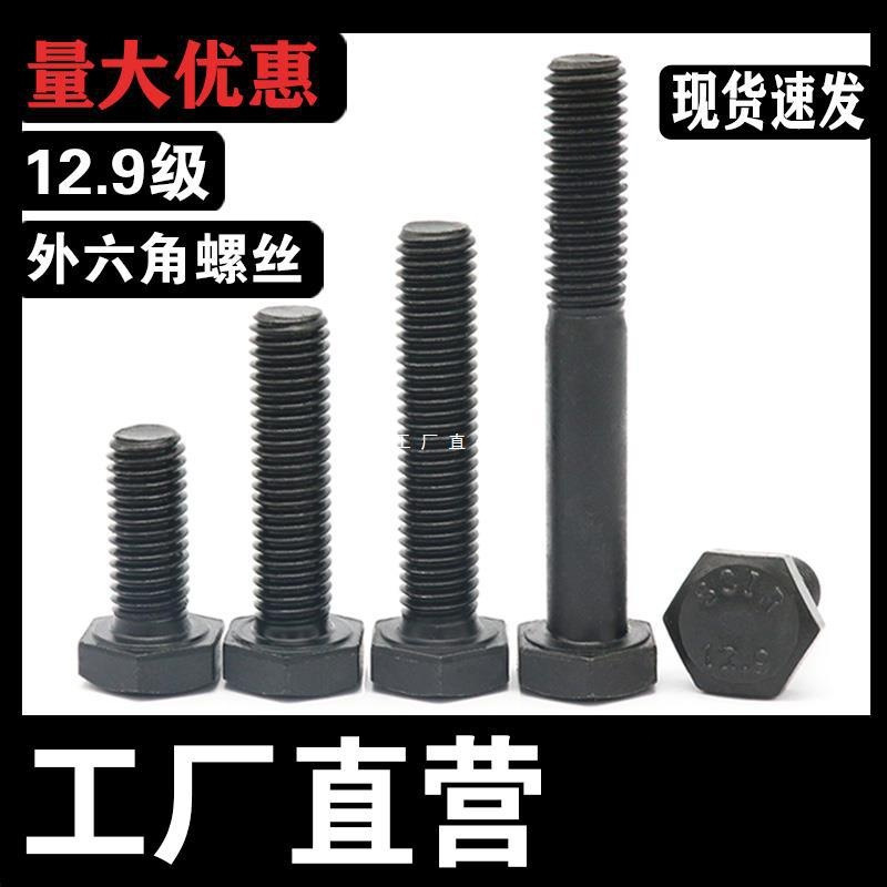 12.9级外六角螺丝 高强度合金钢 M6M8M10M12M14M16M20外六角螺栓
